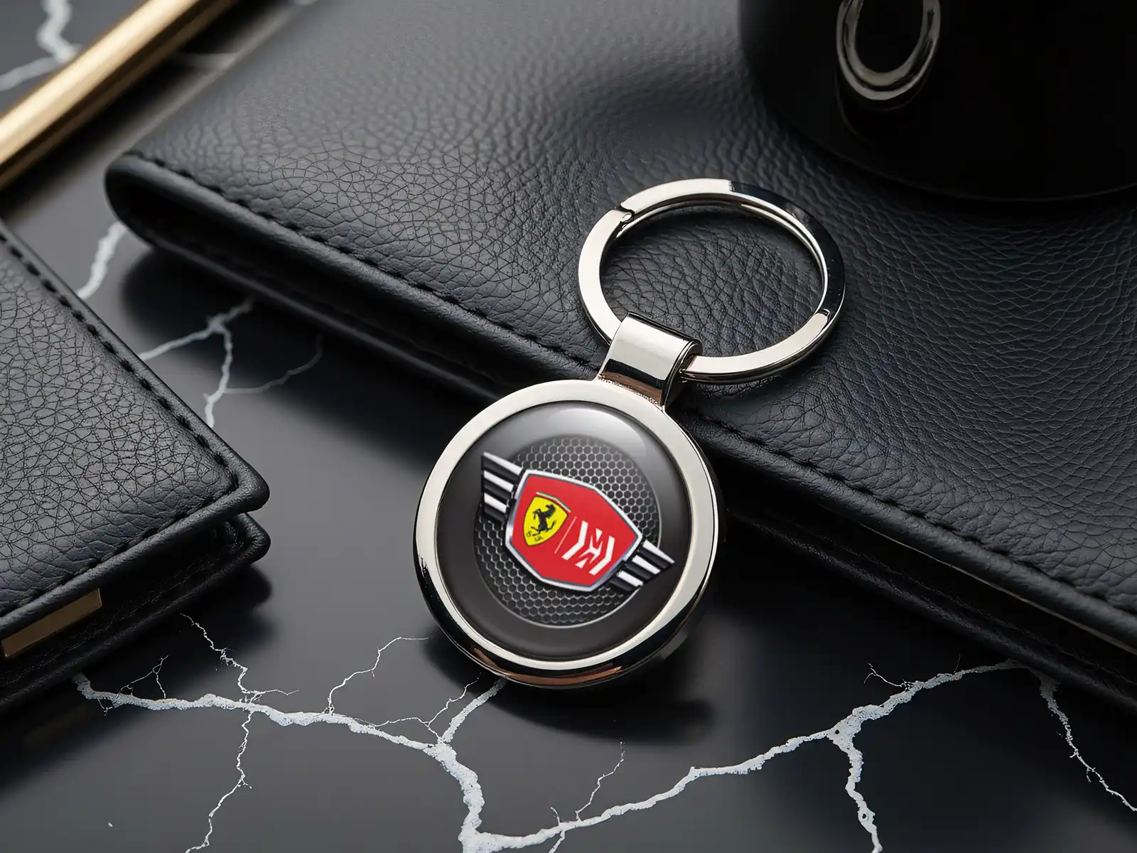 Ferrari Porte-clés Gravés Métal Premium Logo